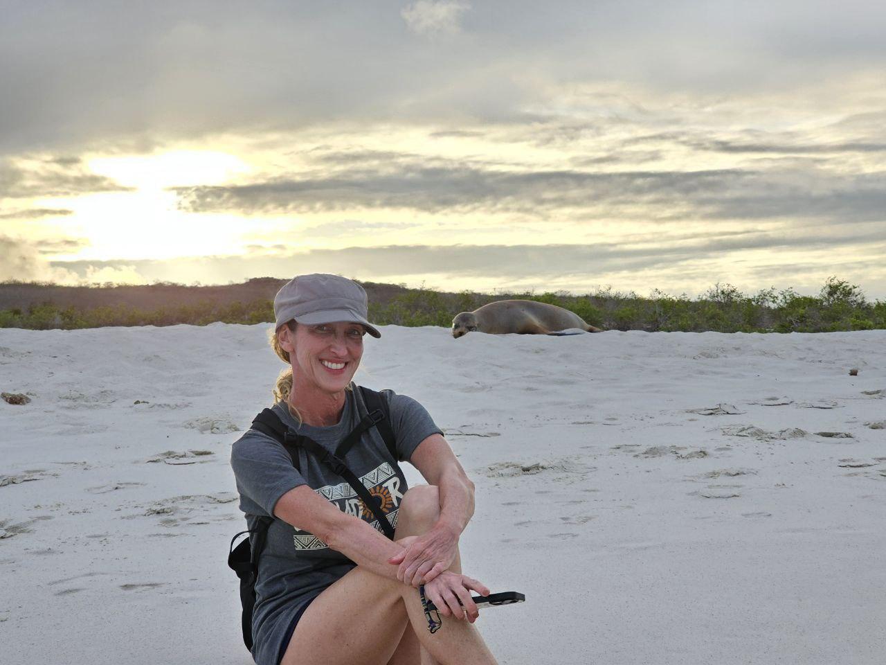 Galapagos sea lion and Jen